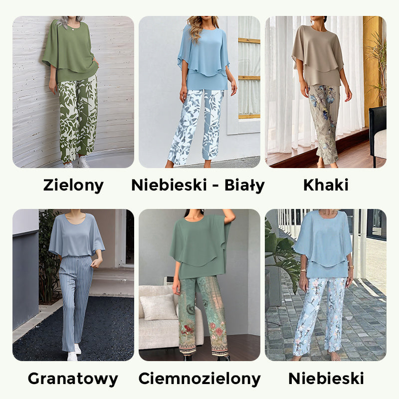👗 Spodnie z nadrukiem i top z okrągłym dekoltem