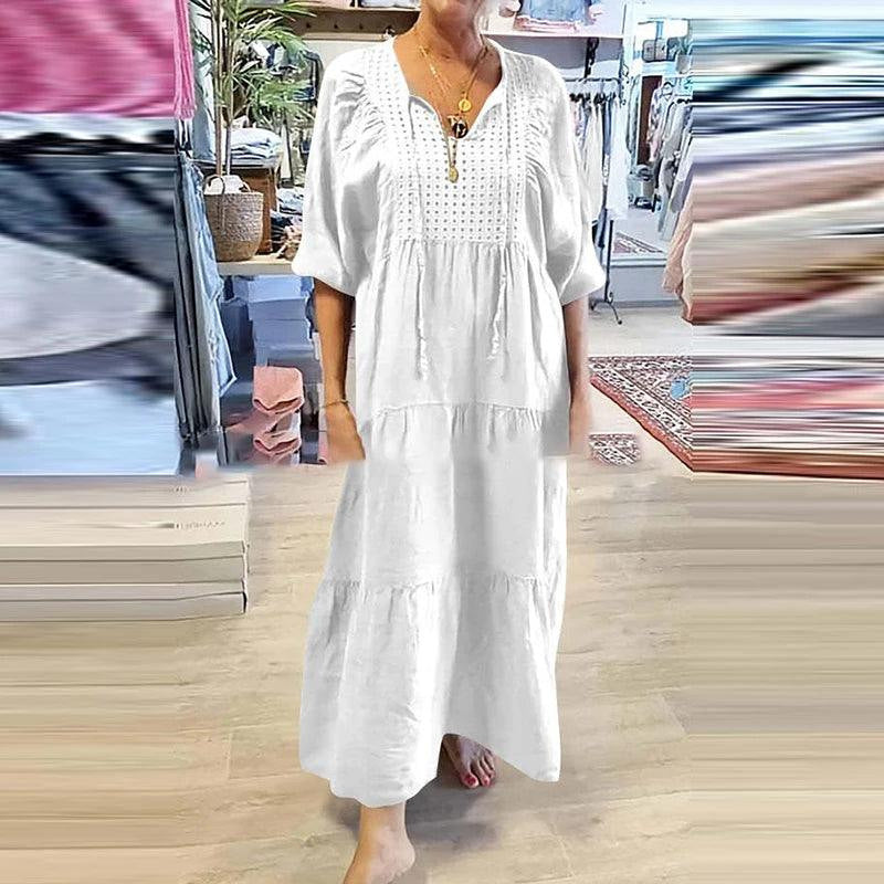 👗🔥Sukienka warstwowa w jednolitym kolorze z dekoltem w serek🔥