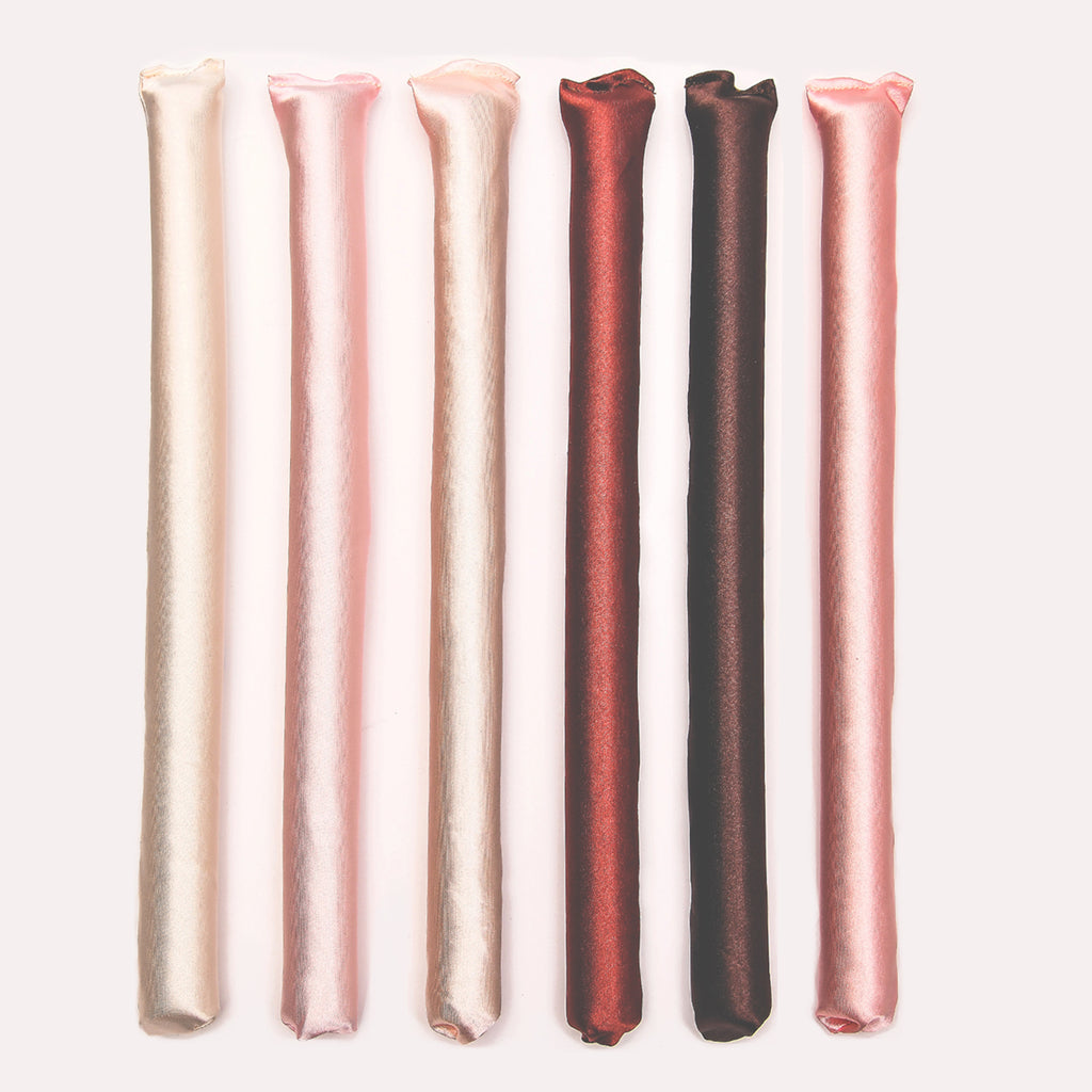 Kitsch Rosewood Satin Heatless Curling Rods - Miękkie i delikatne lokówki do włosów (6 szt.)