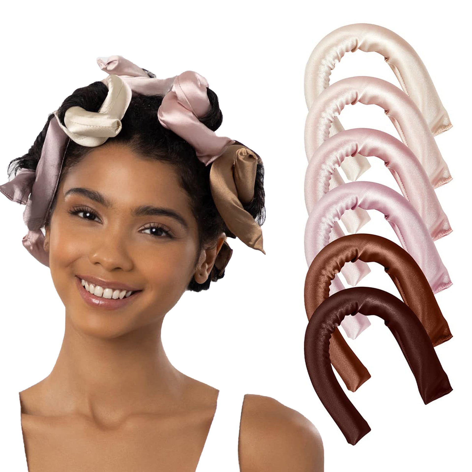 Kitsch Rosewood Satin Heatless Curling Rods - Miękkie i delikatne lokówki do włosów (6 szt.)