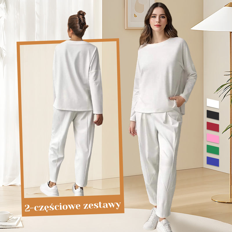 Bluzka z długim rękawem z okrągłym dekoltem ＆ Spodnie 2-częściowe