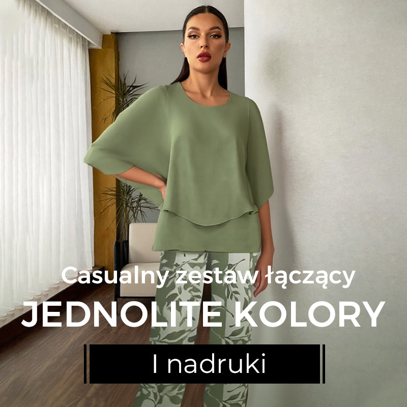 👗 Spodnie z nadrukiem i top z okrągłym dekoltem