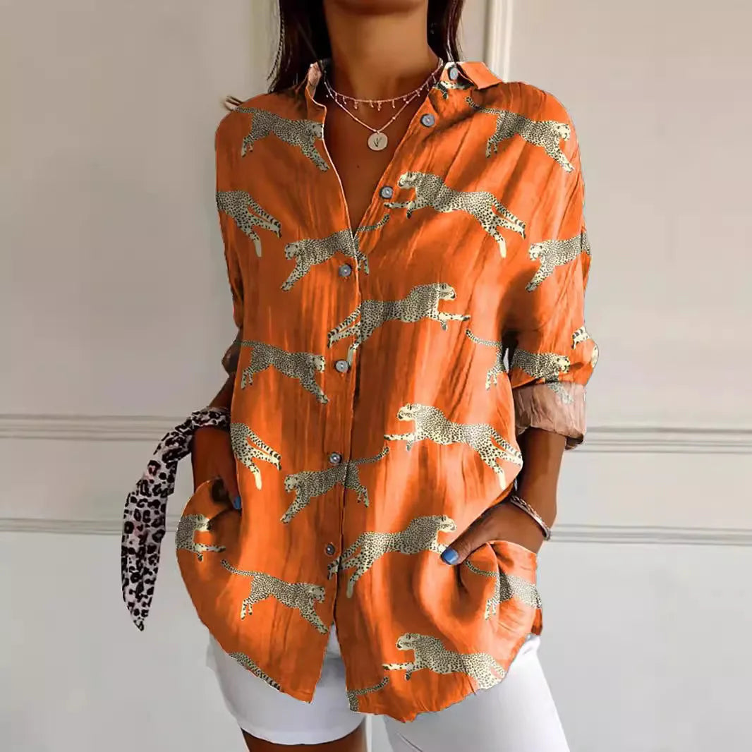 👚🔥🔥Koszula damska casualowa z kwiatowym nadrukiem i klapami