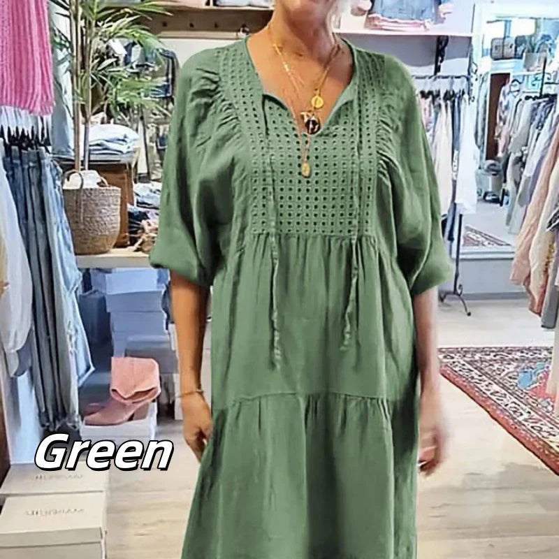 👗🔥Sukienka warstwowa w jednolitym kolorze z dekoltem w serek🔥