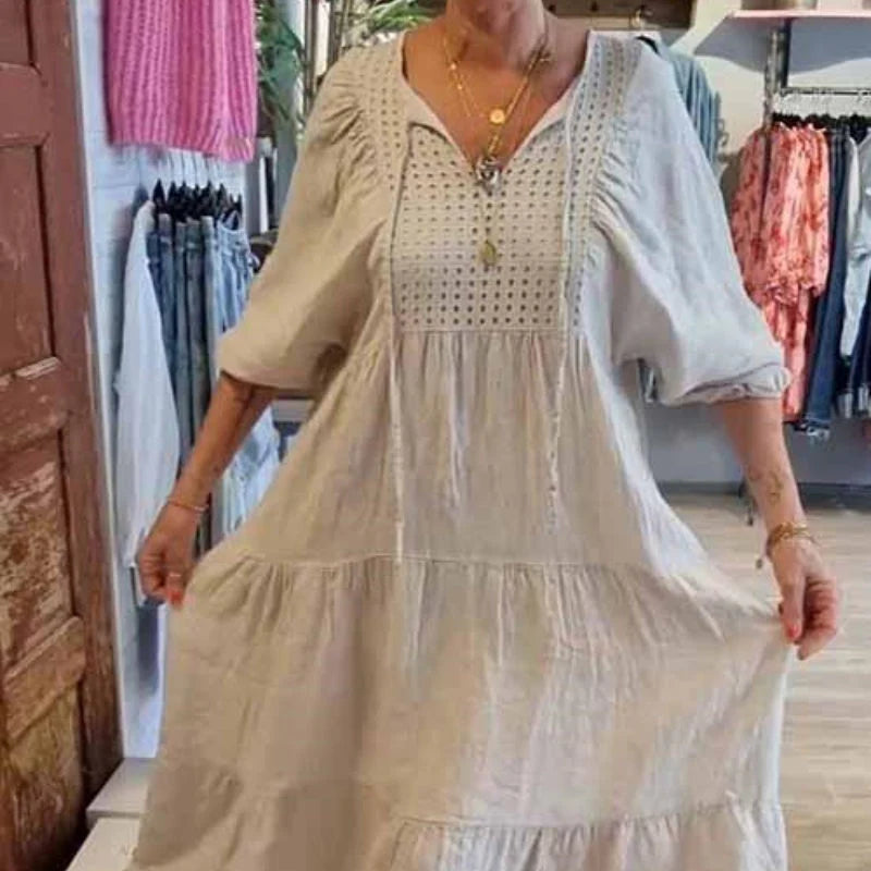 👗🔥Sukienka warstwowa w jednolitym kolorze z dekoltem w serek🔥