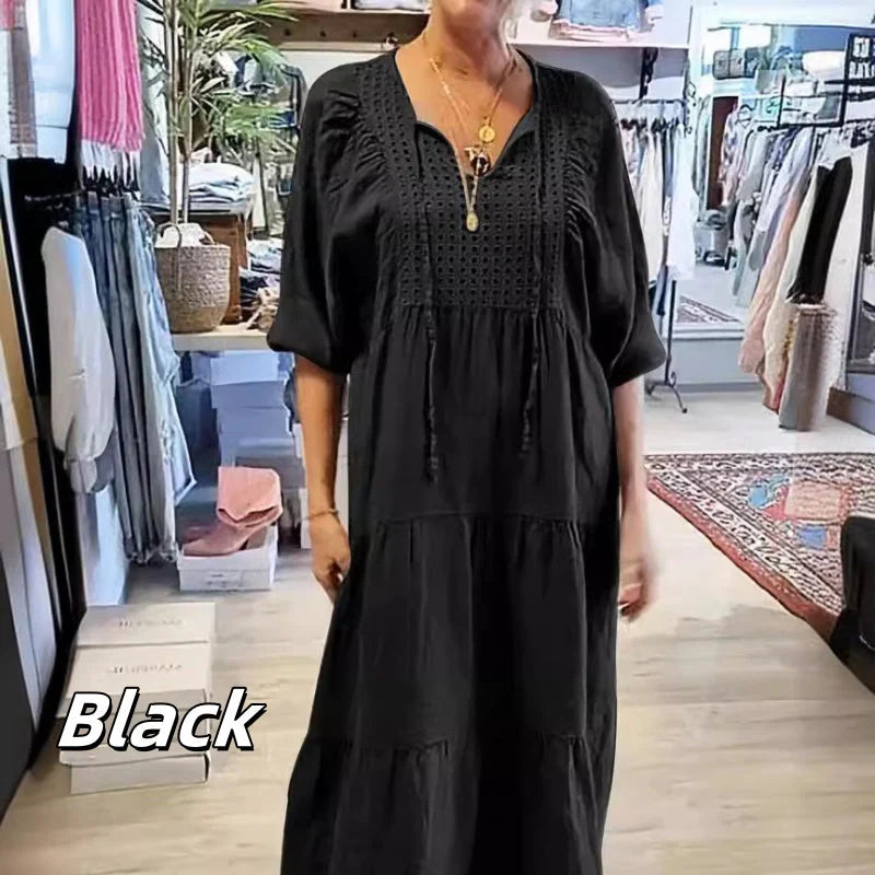 👗🔥Sukienka warstwowa w jednolitym kolorze z dekoltem w serek🔥