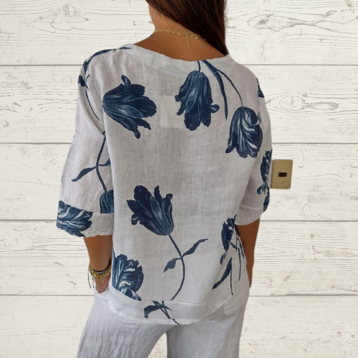 👚🔥Tunika z nadrukiem i dekoltem w serek🌸