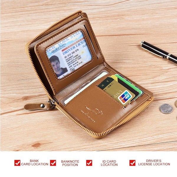 Portfel męski zapinany na zamek (zabezpieczony RFID)