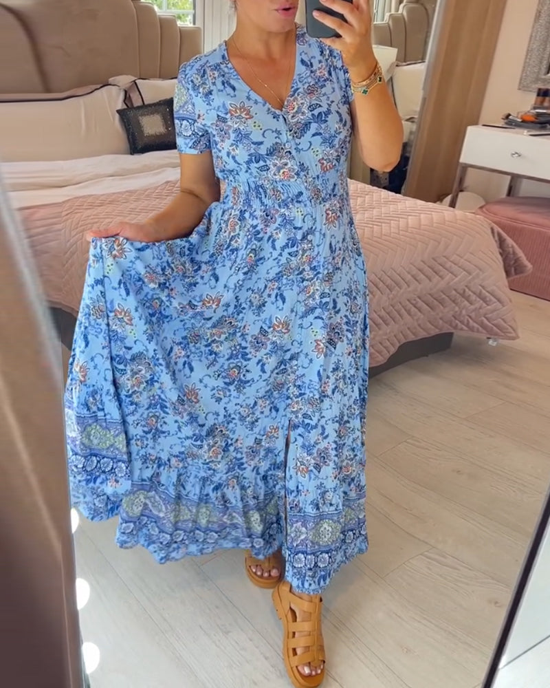 🌺2025 Nowa sukienka w kwiaty z dekoltem w szpic【S-4XL】