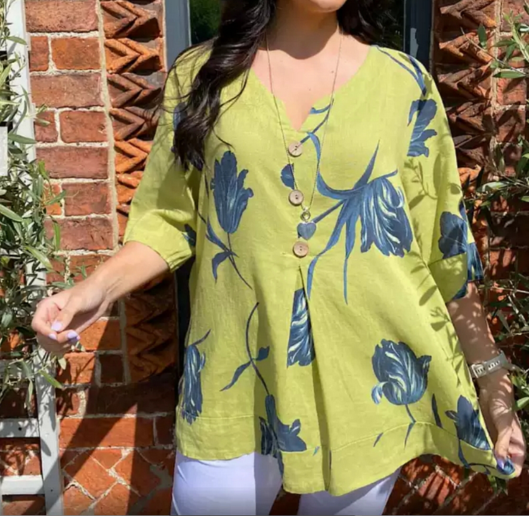 👚🔥Tunika z nadrukiem i dekoltem w serek🌸