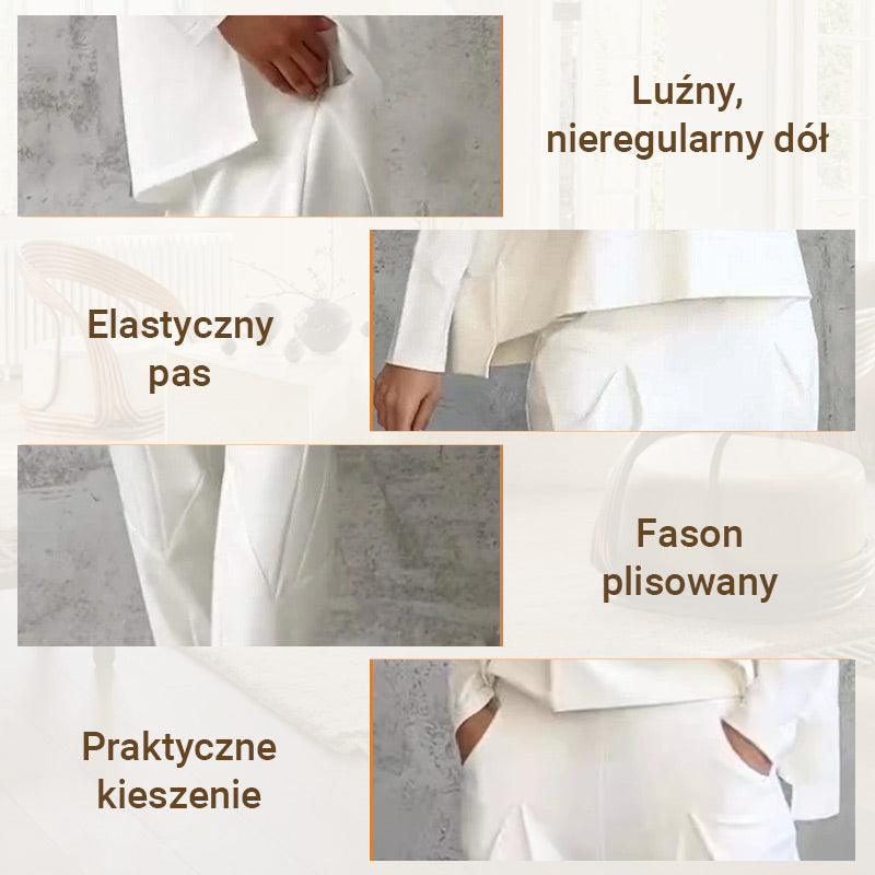 Bluzka z długim rękawem z okrągłym dekoltem ＆ Spodnie 2-częściowe
