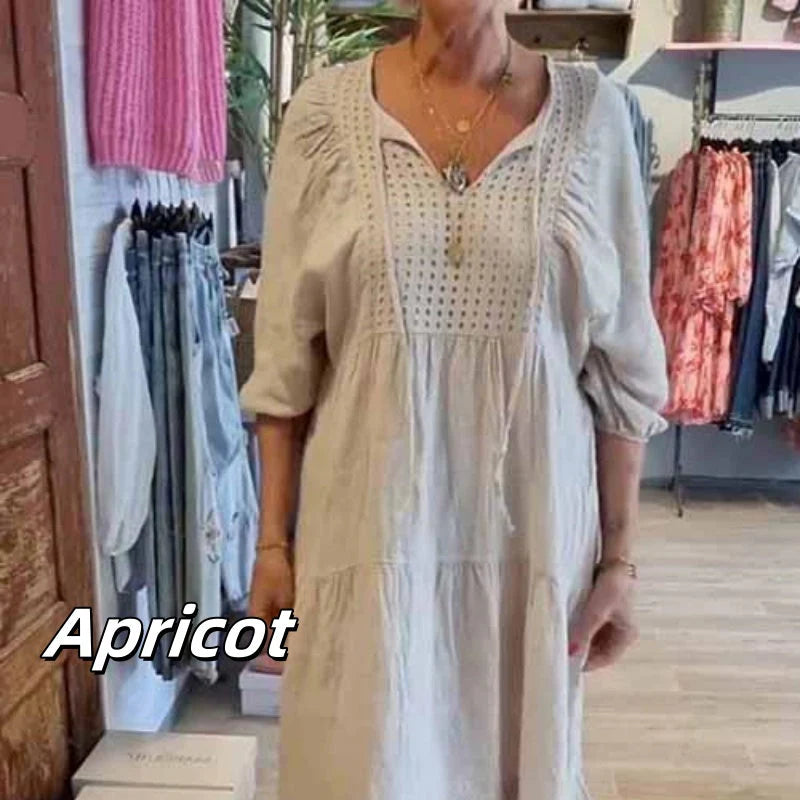 👗🔥Sukienka warstwowa w jednolitym kolorze z dekoltem w serek🔥