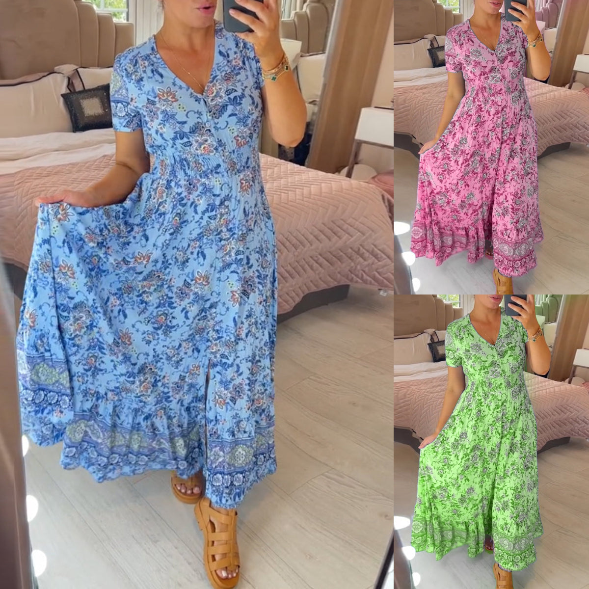 🌺2025 Nowa sukienka w kwiaty z dekoltem w szpic【S-4XL】