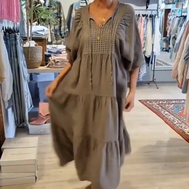 👗🔥Sukienka warstwowa w jednolitym kolorze z dekoltem w serek🔥
