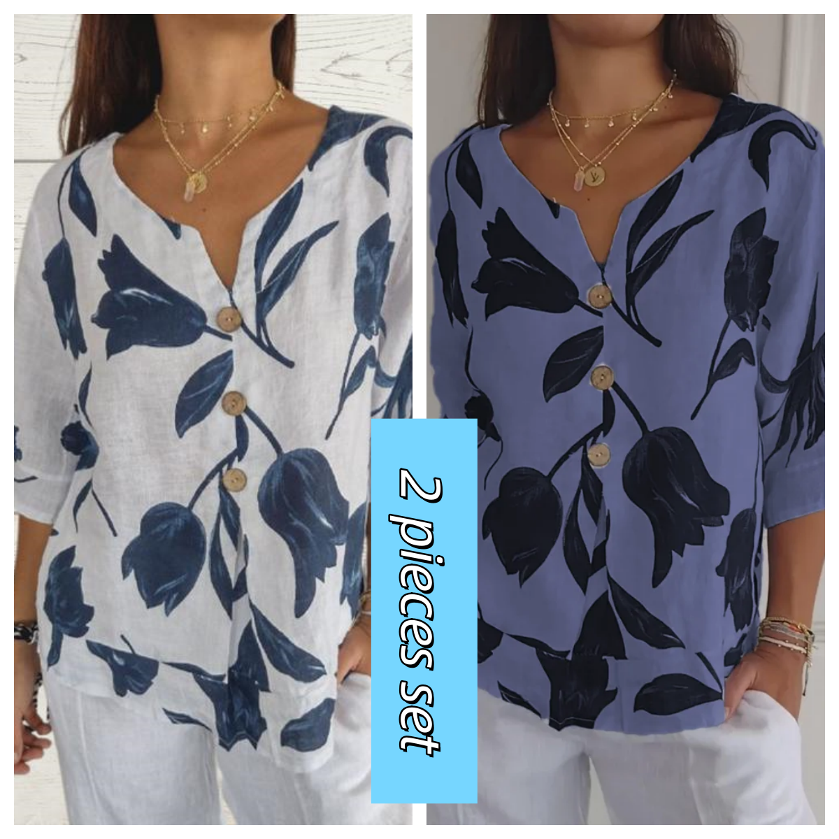 👚🔥Tunika z nadrukiem i dekoltem w serek🌸