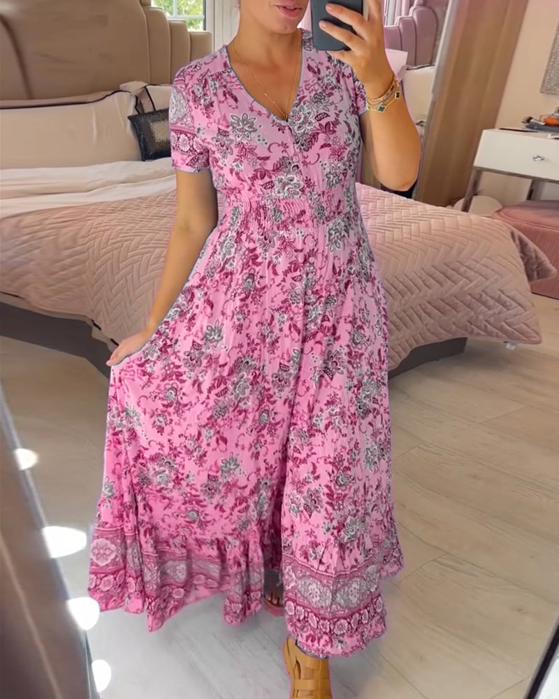 🌺2025 Nowa sukienka w kwiaty z dekoltem w szpic【S-4XL】