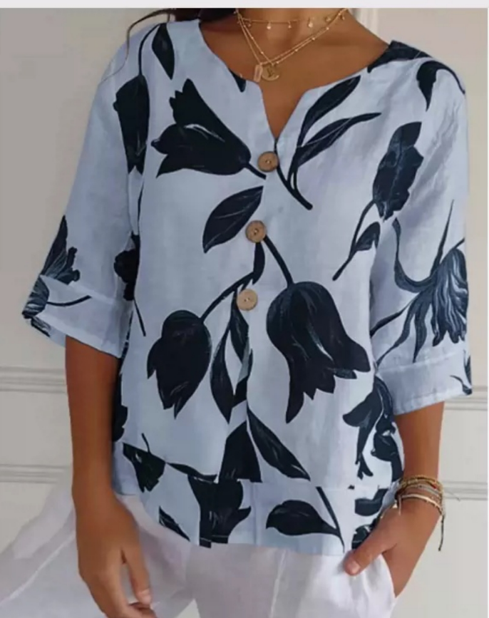 👚🔥Tunika z nadrukiem i dekoltem w serek🌸