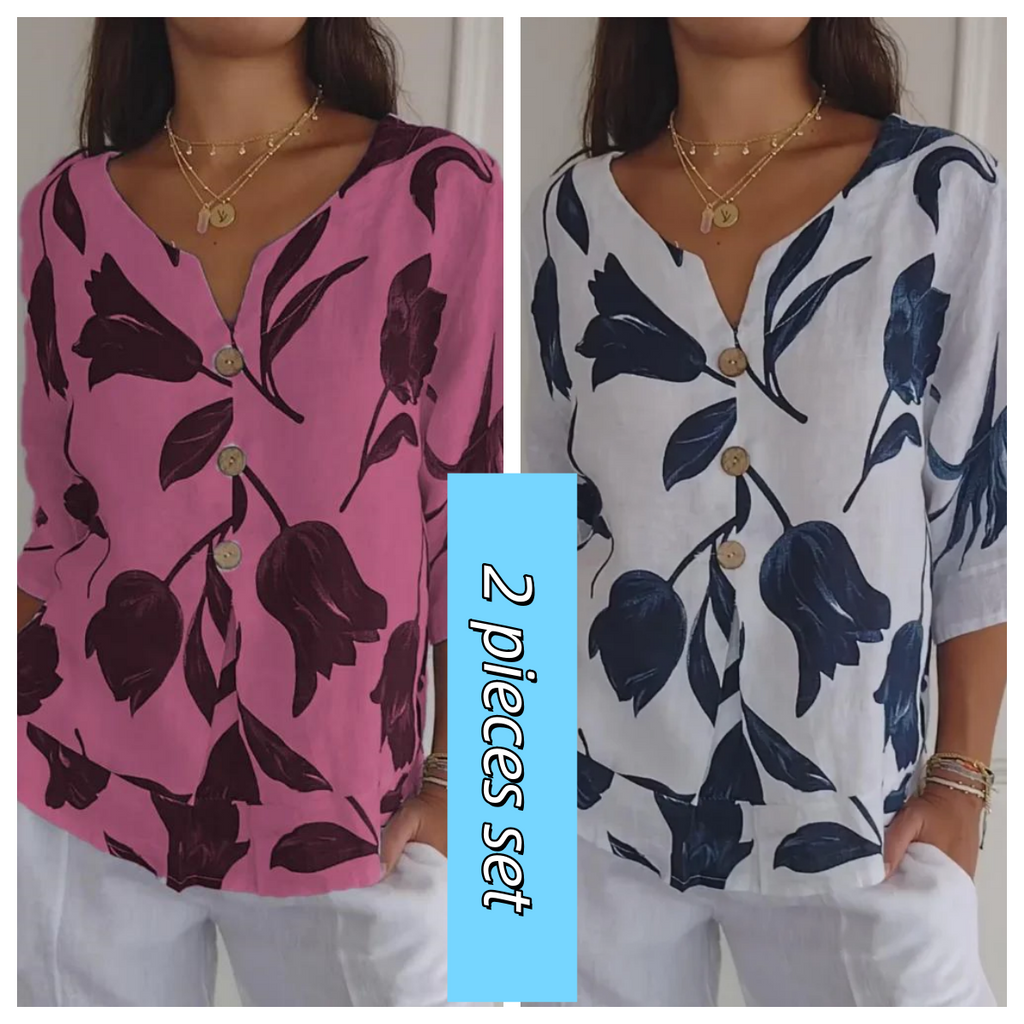 👚🔥Tunika z nadrukiem i dekoltem w serek🌸