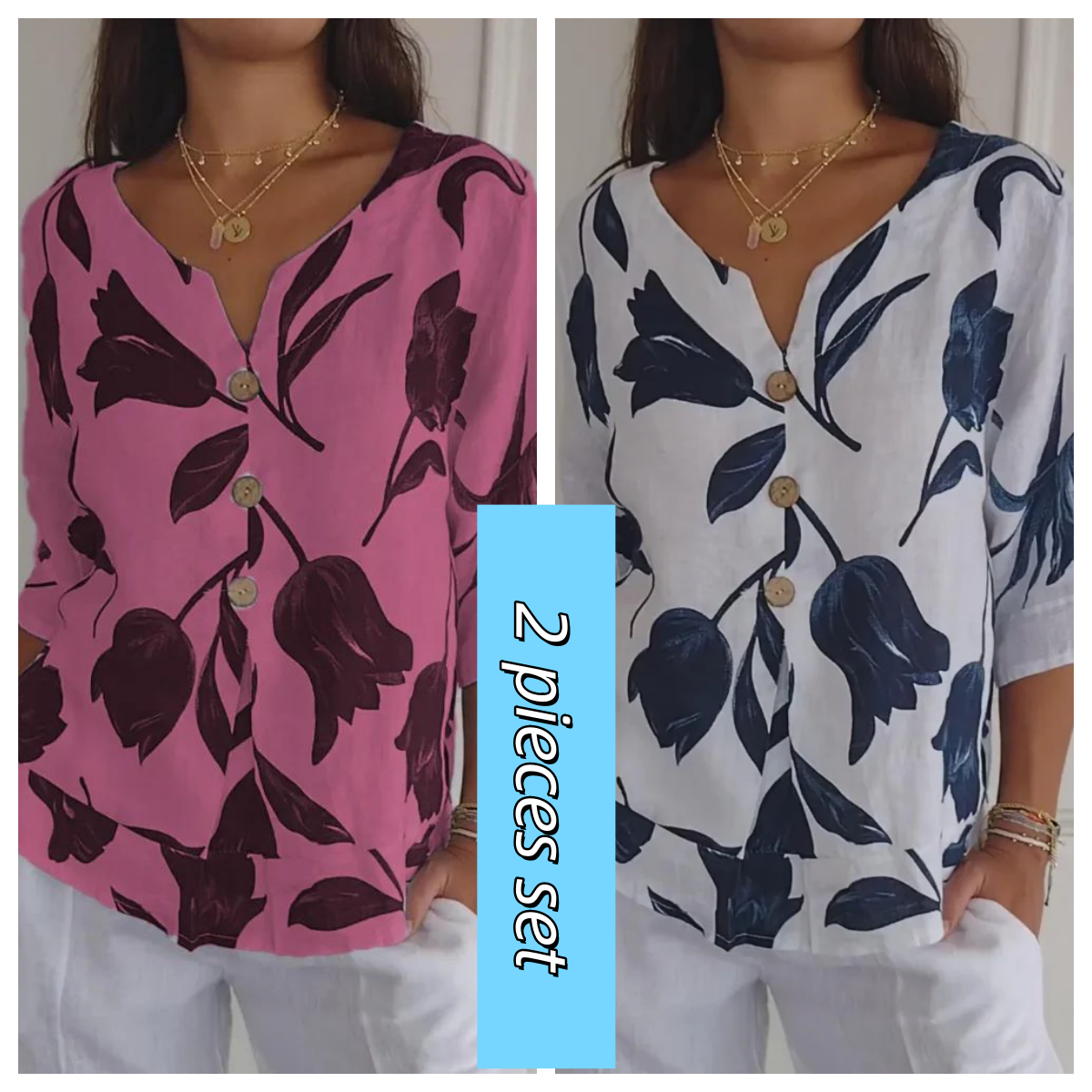👚🔥Tunika z nadrukiem i dekoltem w serek🌸