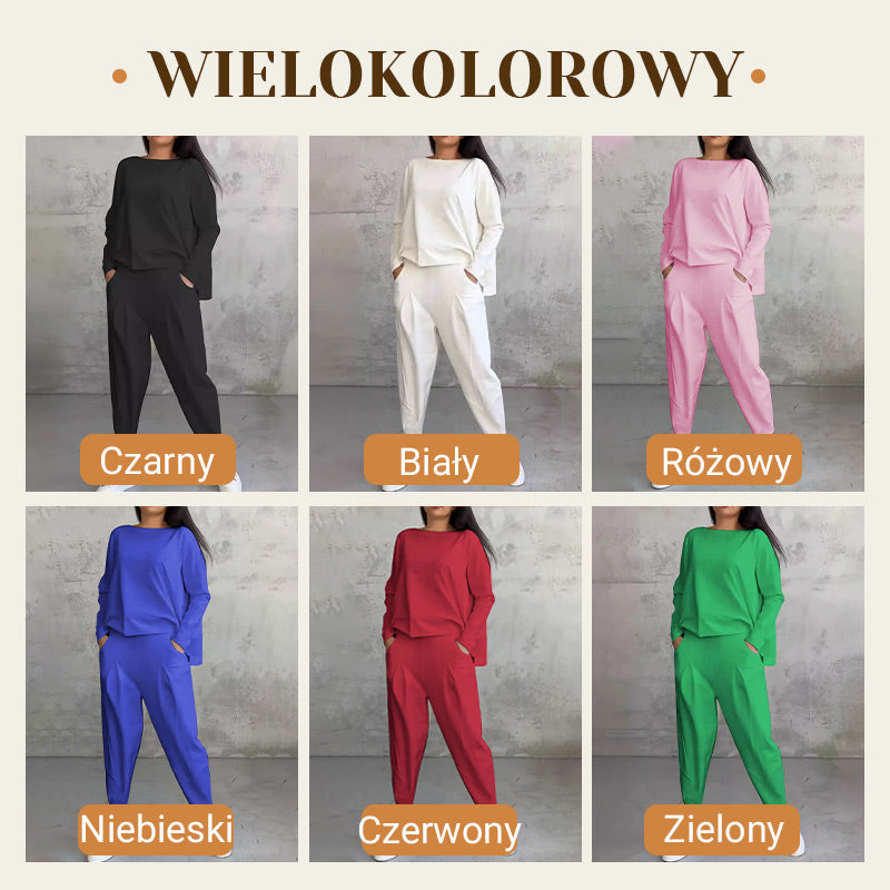 Bluzka z długim rękawem z okrągłym dekoltem ＆ Spodnie 2-częściowe