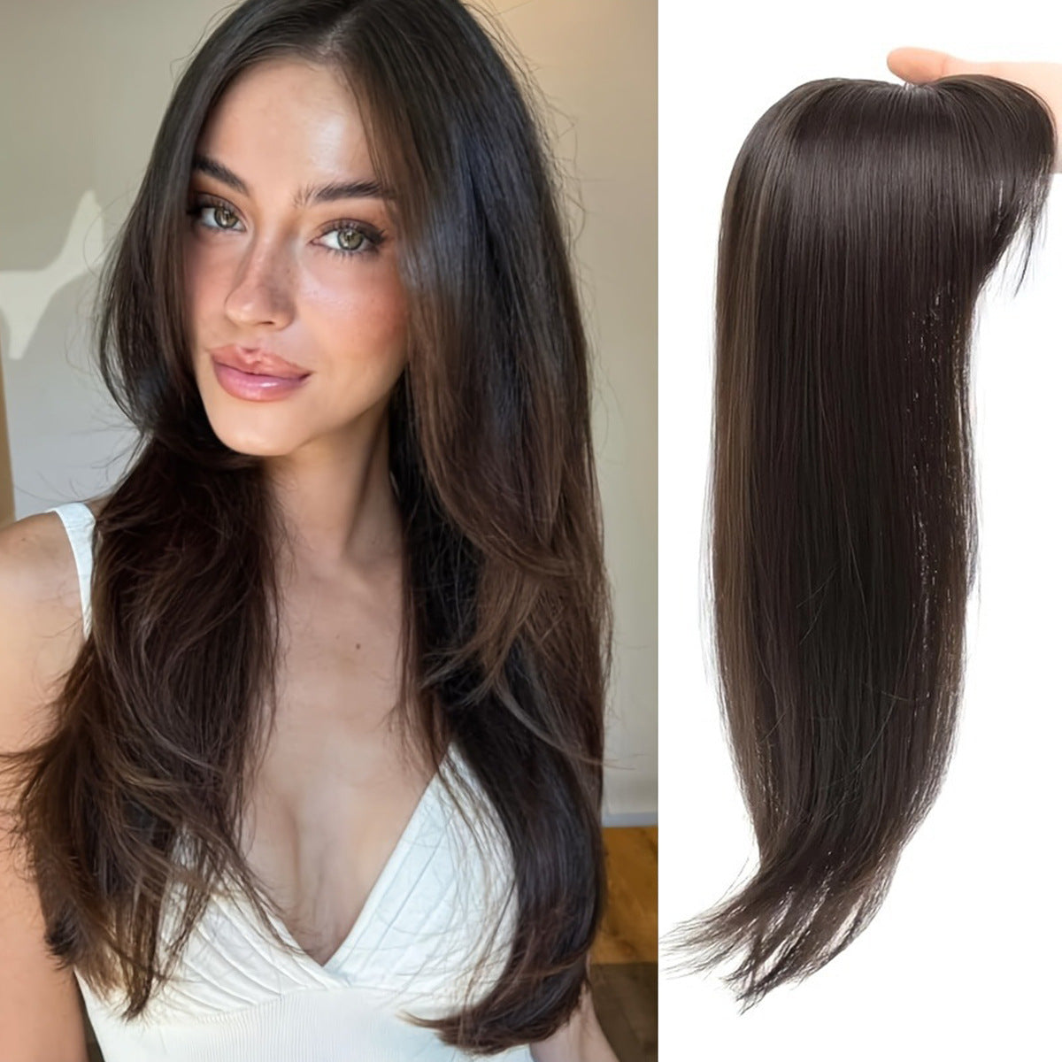 🎁Vključeno: 📿Brezplačna ogrlica z vrtnicami❄️Vrhunski lasni dodatek s frufrujem za ženske z redkimi lasmi