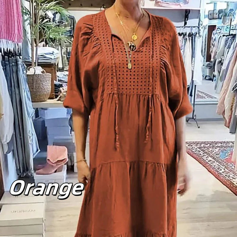 👗🔥Sukienka warstwowa w jednolitym kolorze z dekoltem w serek🔥