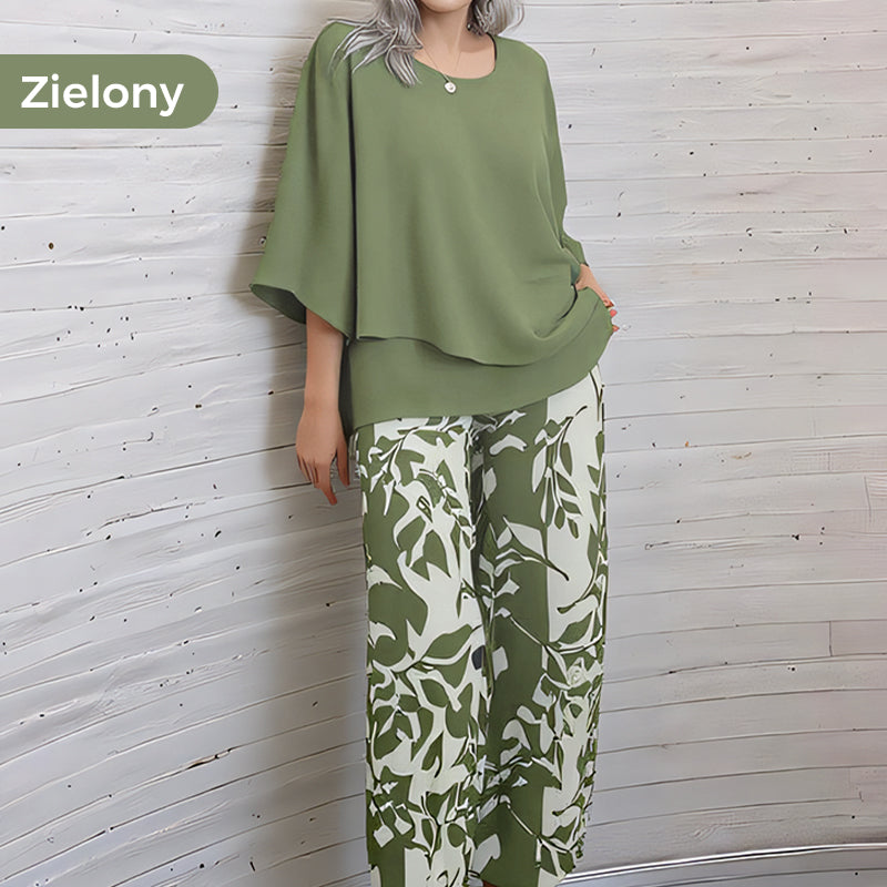 👗 Spodnie z nadrukiem i top z okrągłym dekoltem
