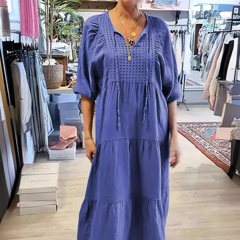 👗🔥Sukienka warstwowa w jednolitym kolorze z dekoltem w serek🔥