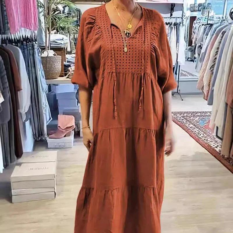 👗🔥Sukienka warstwowa w jednolitym kolorze z dekoltem w serek🔥