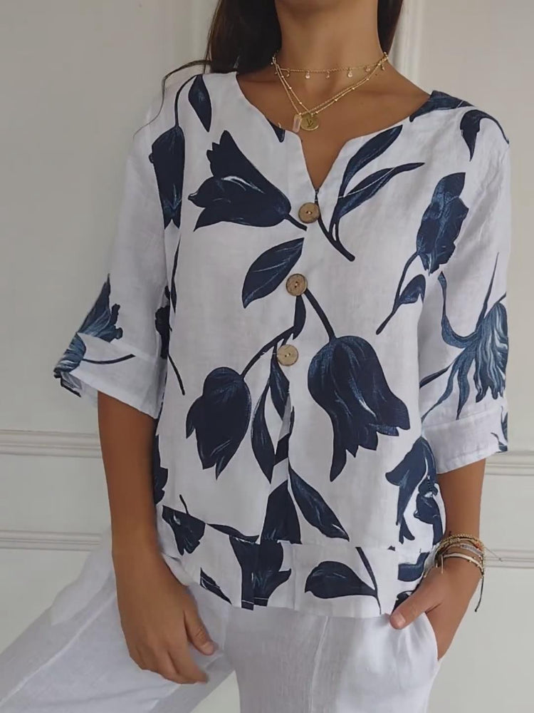 👚🔥Tunika z nadrukiem i dekoltem w serek🌸