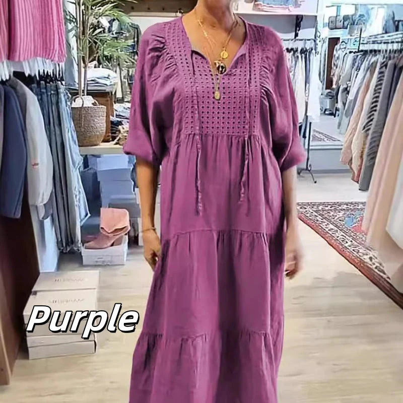 👗🔥Sukienka warstwowa w jednolitym kolorze z dekoltem w serek🔥