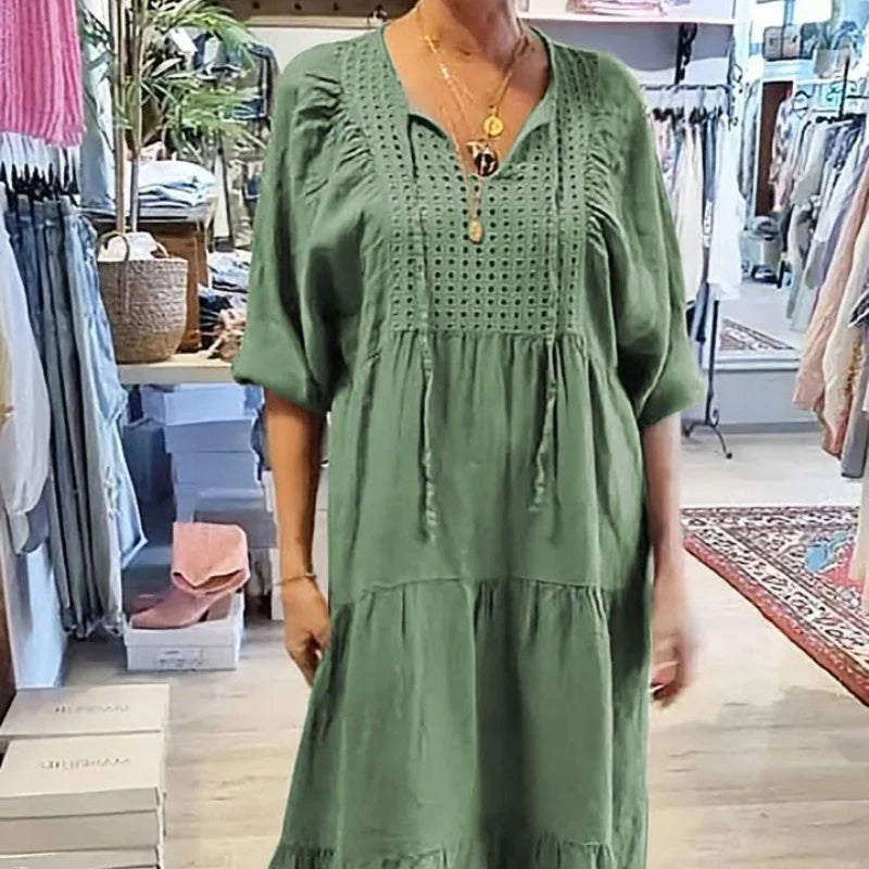 👗🔥Sukienka warstwowa w jednolitym kolorze z dekoltem w serek🔥