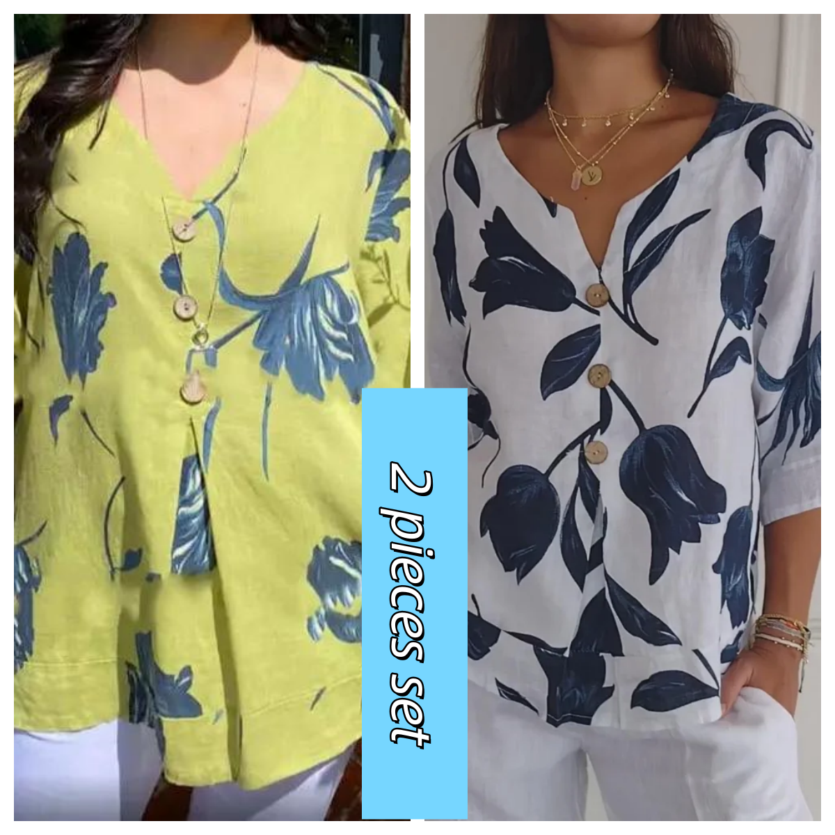👚🔥Tunika z nadrukiem i dekoltem w serek🌸