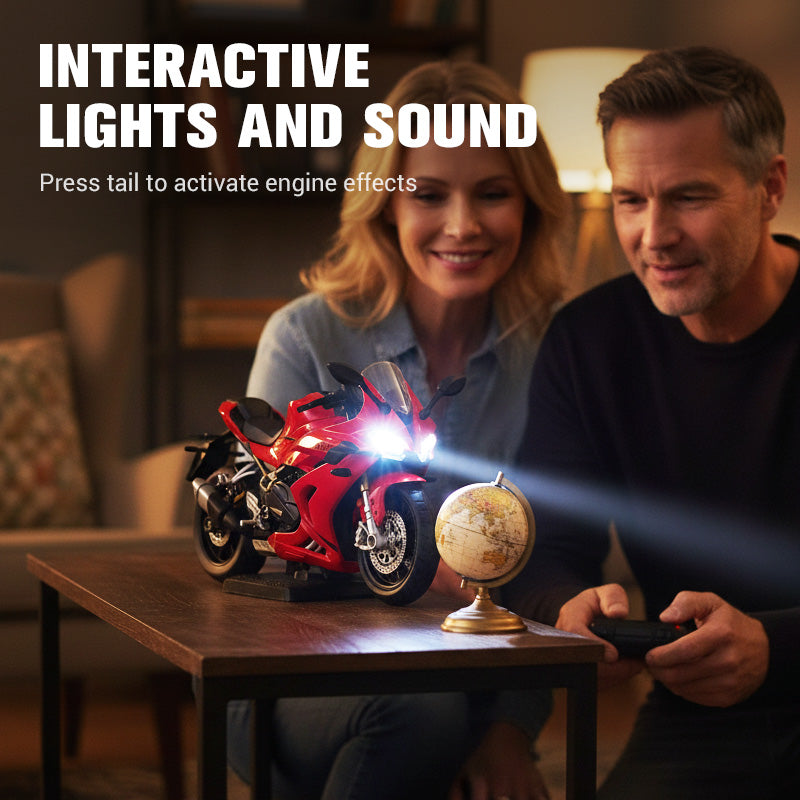 🎁Brezplačna ogrlica z vrtnico🎄Posebne ponudbe 🏍QJMotor 600RS🔊 Realistični motor  in svetlobni učinki — Motorno kolo v merilu 1:12