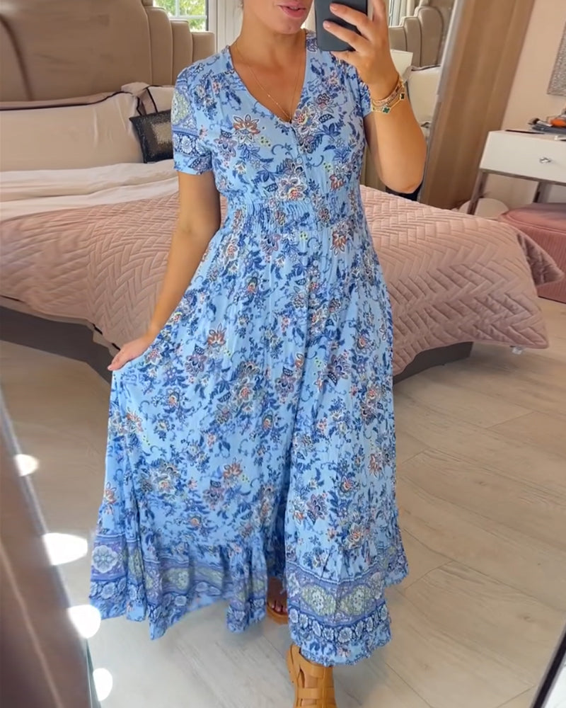 🌺2025 Nowa sukienka w kwiaty z dekoltem w szpic【S-4XL】