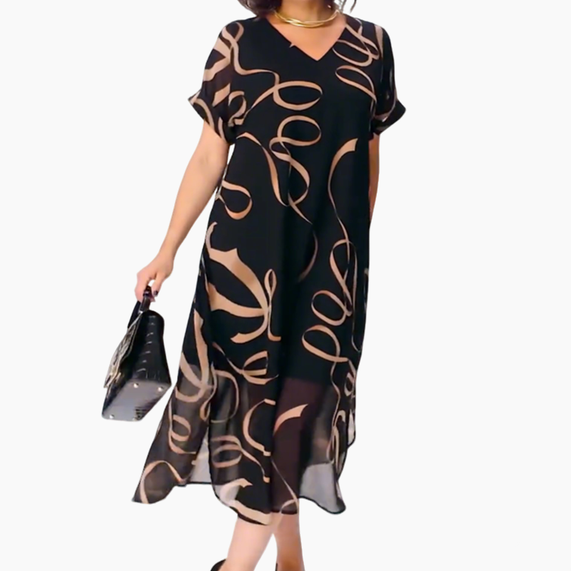 👗 Elegancka, zwiewna sukienka z dekoltem w serek