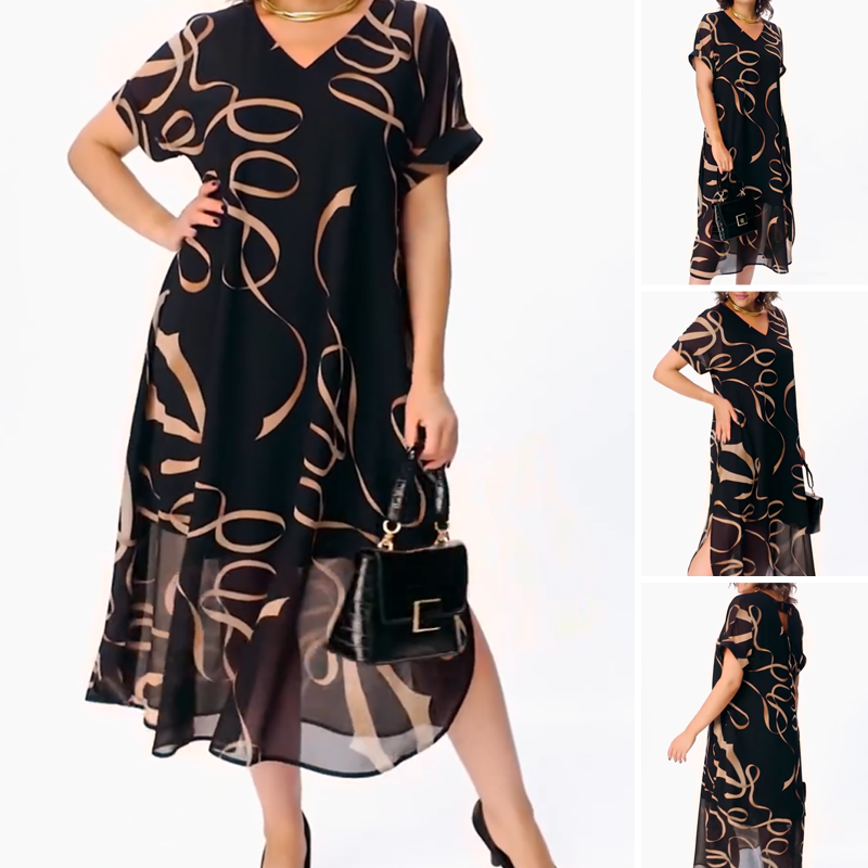 👗 Elegancka, zwiewna sukienka z dekoltem w serek