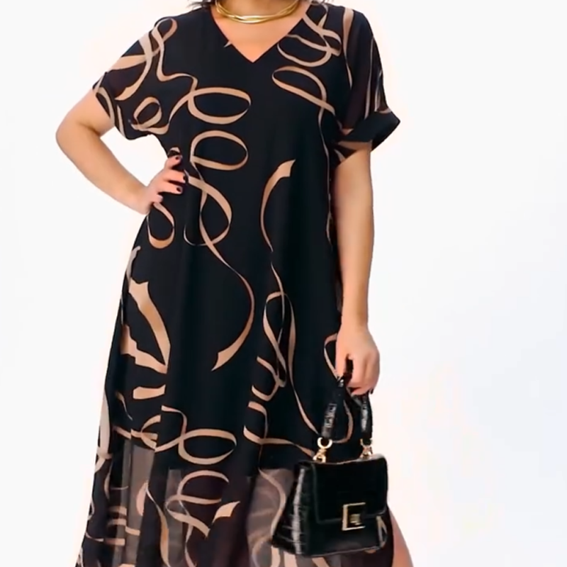 👗 Elegancka, zwiewna sukienka z dekoltem w serek