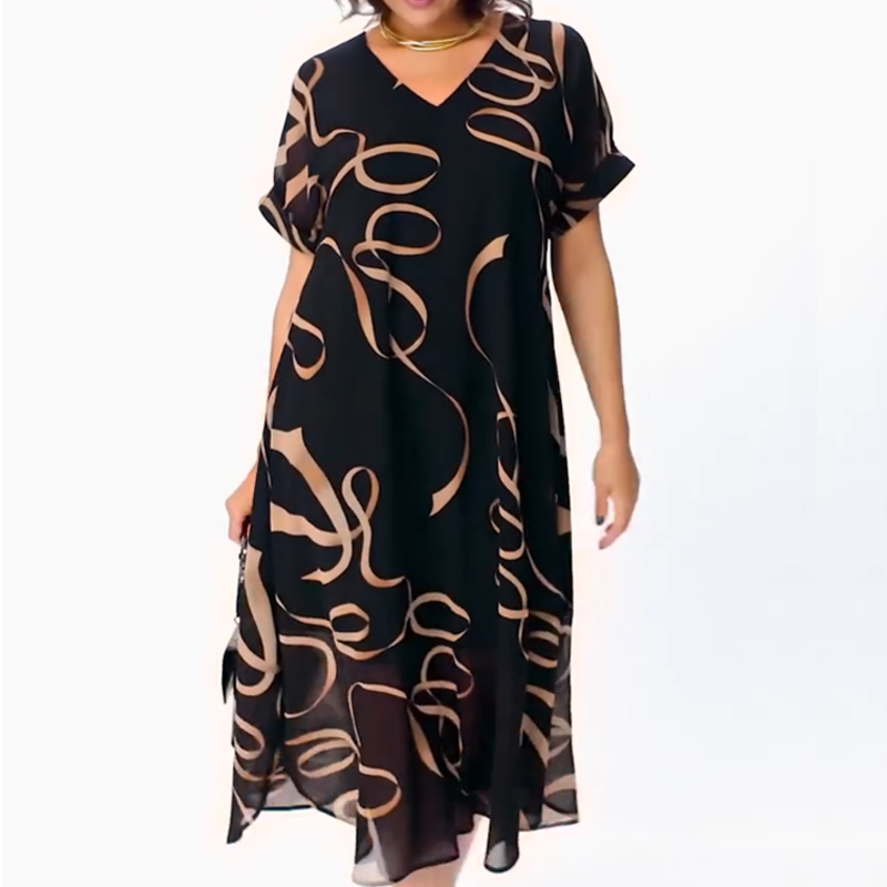 👗 Elegancka, zwiewna sukienka z dekoltem w serek