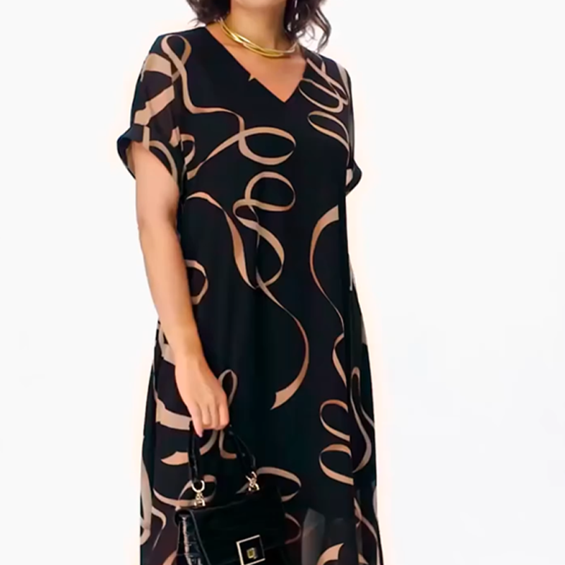 👗 Elegancka, zwiewna sukienka z dekoltem w serek