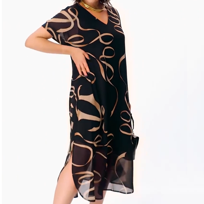 👗 Elegancka, zwiewna sukienka z dekoltem w serek