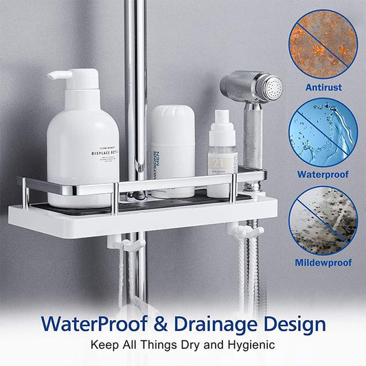 Nastavljiva tuš kabina – organizacija kopalnice, police + kljuke, idealna za kozmetiko!