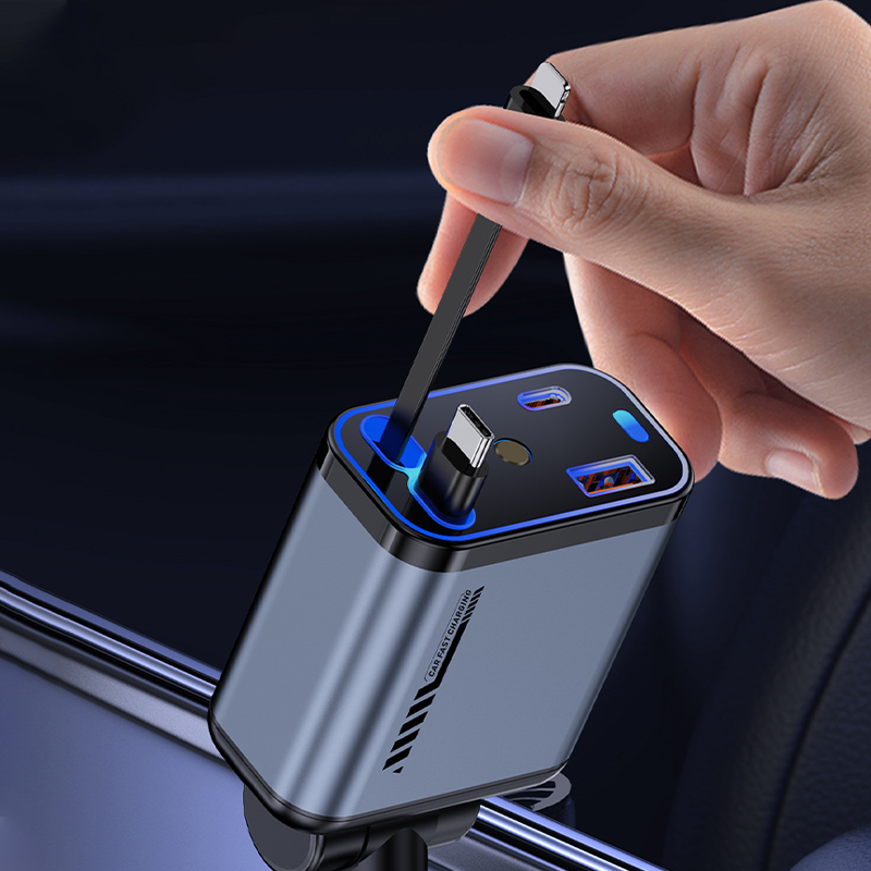 Večnamenski hitri avtomobilski polnilnik z zložljivim kablom