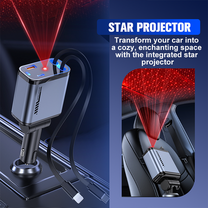 Večnamenski hitri avtomobilski polnilnik z zložljivim kablom