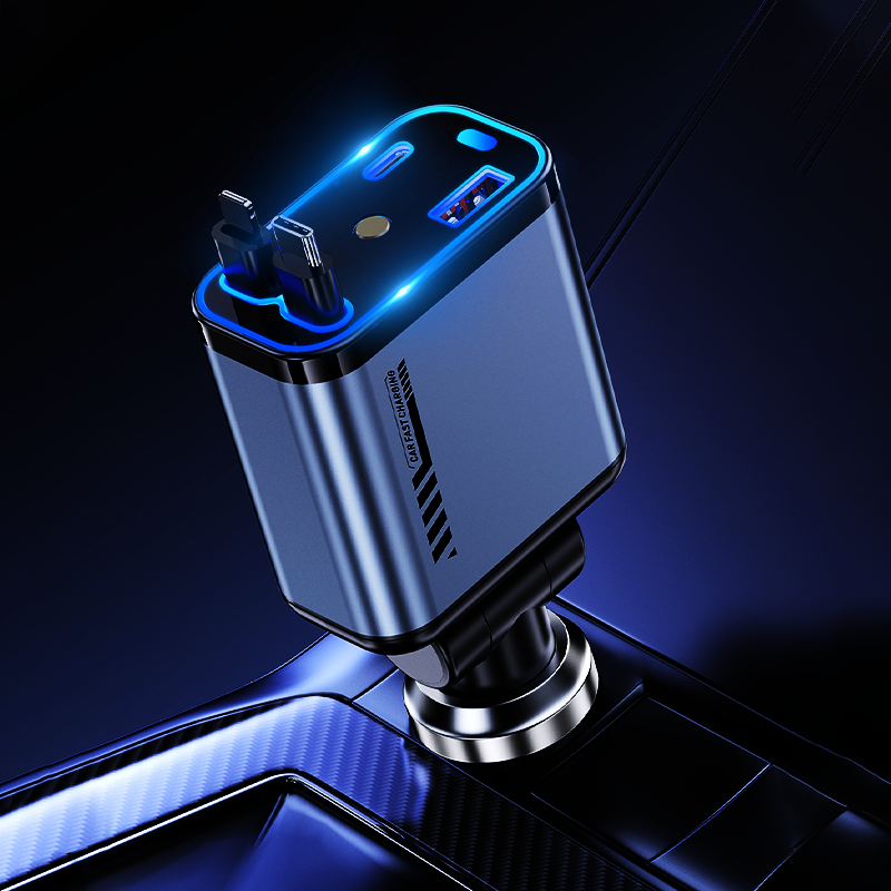 Večnamenski hitri avtomobilski polnilnik z zložljivim kablom