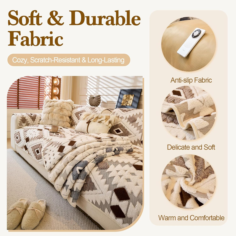 ⏳ Časovno omejena promocija ⏰ Moderna geometrijska plišasta prevleka za kavč 🛋️