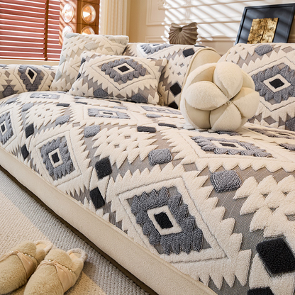 ⏳ Časovno omejena promocija ⏰ Moderna geometrijska plišasta prevleka za kavč 🛋️