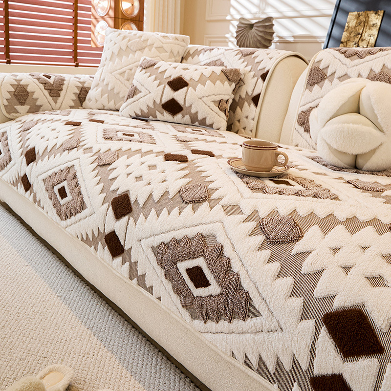 ⏳ Časovno omejena promocija ⏰ Moderna geometrijska plišasta prevleka za kavč 🛋️